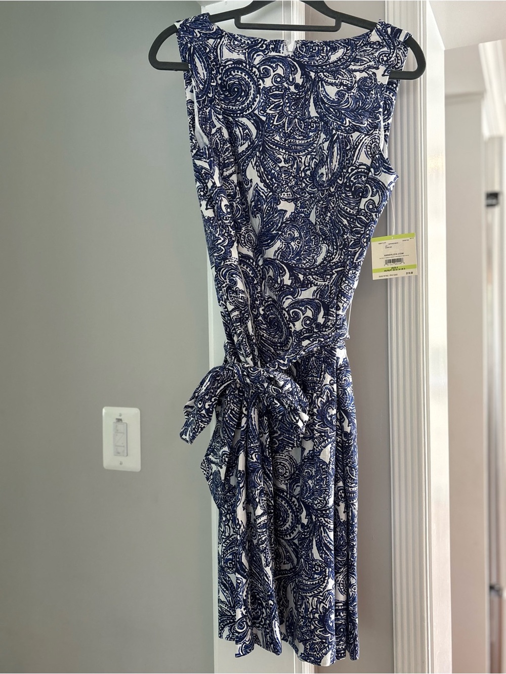 Anne Klein Navy and White Paisley Dress NWT